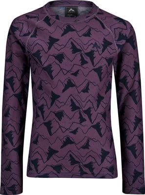 Damen Langarmshirt mit Bergmuster in Dunkelviolett.
