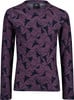 Damen Langarmshirt mit Bergmuster in Dunkelviolett.