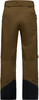 Braune Skihose mit schwarzen Hosenbeinen und Recco- & Gore-Tex-Logos.