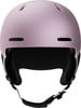 Ein hellrosa Skihelm mit schwarzen Details und dem Alpina-Logo.