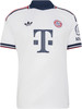 Weißes Fußballtrikot des FC Bayern München mit Adidas-Logo und T-Sponsor.