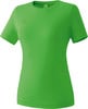 Grünes Damen-T-Shirt mit kurzen Ärmeln und Erima-Logo.