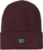 Eine dunkelrote Patagonia-Strickmütze mit einem Berglogo und dem Patagonia-Schriftzug.