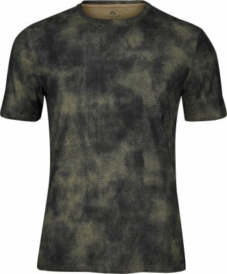 Herren-T-Shirt mit kurzen Ärmeln und Camouflage-Muster. Herren-T-Shirt mit kurzen Ärmeln und Camouflage-Muster.
