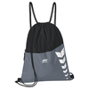 Graue und schwarze Sporttasche mit Kordelzug und ATC-Logo.