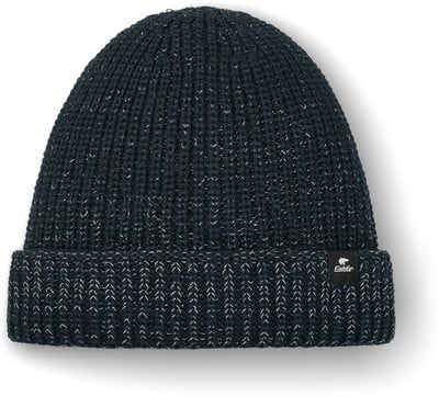 Dunkelblaue Strickmütze mit reflektierenden Fasern und Logo