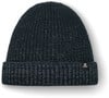 Dunkelblaue Strickmütze mit reflektierenden Fasern und Logo