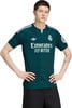 Ein Mann in einem dunkelgrünen Fußballtrikot mit Adidas- und Emirates-Logo.