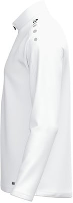 Weiße Herrenjacke mit Logo auf der Schulter und Reißverschluss. Weiße Herrenjacke mit Logo auf der Schulter und Reißverschluss.