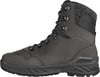 Grauer hoher Winterstiefel mit Schnürsenkeln und robuster Sohle.