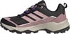 Schwarze Damen-Trekkingschuhe von Adidas mit rosa Streifen und beiger Sohle.