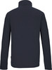 Rückansicht eines dunkelblauen Pullovers mit langen Ärmeln und hohem Kragen.
