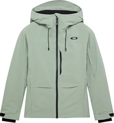 Grüne Oakley Herren-Skijacke mit Kapuze und schwarzem Reißverschluss.