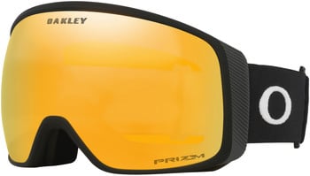 Oakley Skibrille mit orangefarbener Prizm-Linse und O-Logo auf dem Riemen.