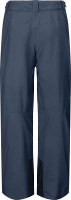 Dunkelblaue Hose mit geraden Hosenbeinen und grauen Einsätzen unten. Dunkelblaue Hose mit geraden Hosenbeinen und grauen Einsätzen unten.