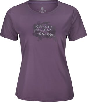 Lila T-Shirt mit dem Aufdruck Active Rebel und dem Markenlogo.