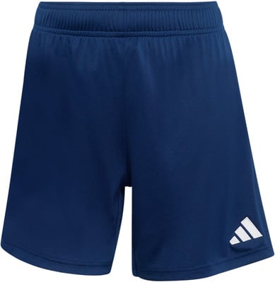 Dunkelblaue Adidas-Sporthose mit weißem Logo am Bein.