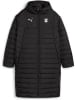 Schwarze Puma Steppjacke mit Kapuze und Teamlogo auf der Brust.