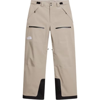 Beige Skihose von The North Face mit schwarzen Reißverschlüssen und Logo.