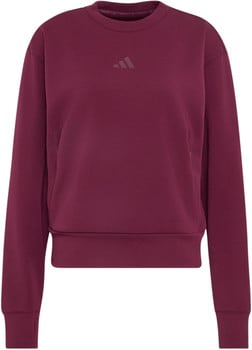 Burgunderroter Damenpullover von Adidas mit Logo auf der Brust und Taschen.