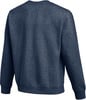 Rückansicht eines dunkelblauen Rundhals-Sweatshirts.