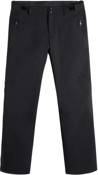Schwarze Herrenhose mit Logo und Reißverschlusstaschen.