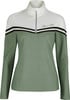 Damen-Pullover in Grün und Weiß mit langen Ärmeln und „Après Ski“-Aufdruck.