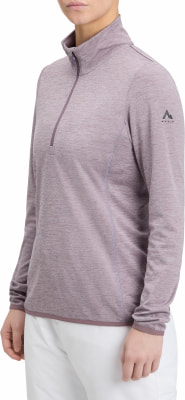 Damen-Pullover von McKinley in Lila mit kurzem Reißverschluss am Kragen und Logo. Damen-Pullover von McKinley in Lila mit kurzem Reißverschluss am Kragen und Logo.