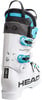 Weißer HEAD Raptor Skischuh mit blauen Schnallen und schwarzen Details.