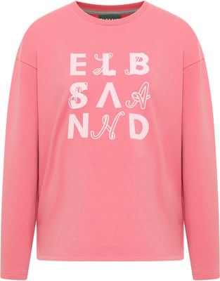 Ein rosa Pullover mit weißem Schriftzug ELB SA ND auf der Vorderseite. Ein rosa Pullover mit weißem Schriftzug ELB SA ND auf der Vorderseite.