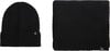 Schwarze Strickmütze und Schlauchschal mit Markenlogo.