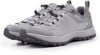 Graue Wanderschuhe mit Schnellverschluss und Gore-Tex Membran.