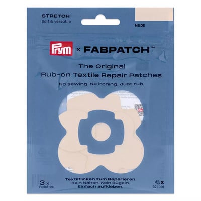 Packung Prym x Fabpatch Textilflicken für schnelle Kleidungsreparaturen. Packung Prym x Fabpatch Textilflicken für schnelle Kleidungsreparaturen.