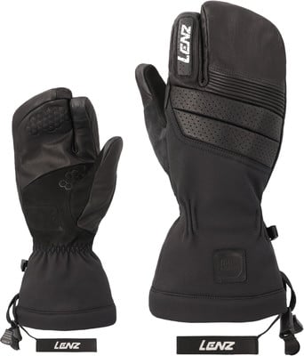 Schwarze Skifäustlinge mit separatem Zeigefinger und Lenz-Logo. Schwarze Skifäustlinge mit separatem Zeigefinger und Lenz-Logo.
