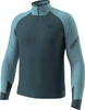 Dunkelblaues Herren-Langarmshirt mit hellblauen Einsätzen und Reißverschluss.