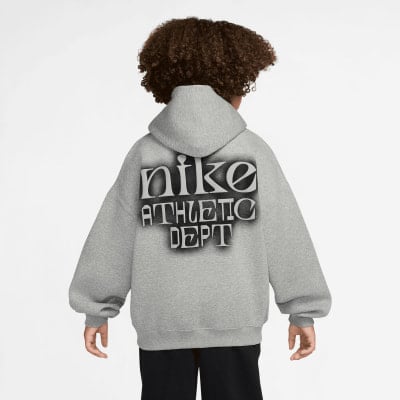 Grauer Kapuzenpullover mit Nike Athletic Dept. Logo auf dem Rücken. Grauer Kapuzenpullover mit Nike Athletic Dept. Logo auf dem Rücken.