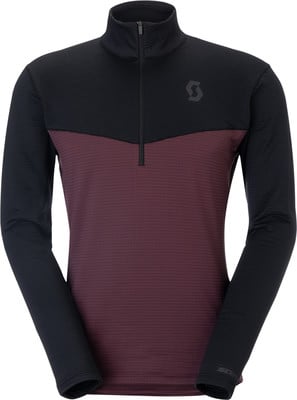 Schwarzes und weinrotes Herren-Langarmshirt mit kurzem Reißverschluss. Schwarzes und weinrotes Herren-Langarmshirt mit kurzem Reißverschluss.