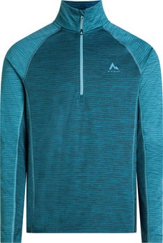 Dunkelblaue McKinley Herren Pullover mit halbem Reißverschluss und Logo.