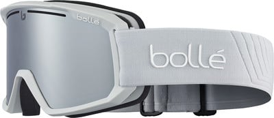 Bolle Skibrille mit silberner Spiegellinse und weißem Band. Bolle Skibrille mit silberner Spiegellinse und weißem Band.