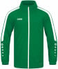 Grüne JAKO Jacke mit weißen Streifen an den Ärmeln und Logo.
