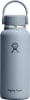 Graue Hydro Flask Flasche mit Logo und Griff oben.