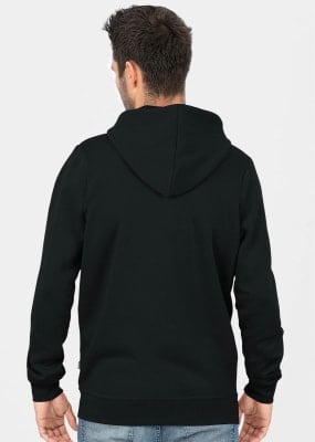 Mann von hinten in schwarzem Kapuzenpullover und blauer Jeans. Mann von hinten in schwarzem Kapuzenpullover und blauer Jeans.