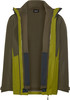 Grüne Jacke mit Fleece-Innenfutter und kontrastierendem Reißverschluss.