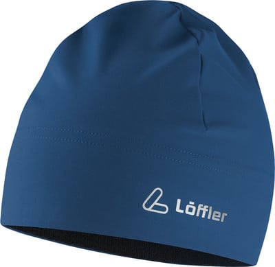 Blaue Mütze mit Löffler-Logo.