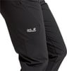 Schwarze Hose mit Jack Wolfskin Logo auf dem Oberschenkel.