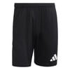 Schwarze Adidas Shorts mit Logo auf dem Oberschenkel.
