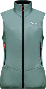 Damen-Steppweste von Salewa in Mintgrün mit Logo auf der Brust.