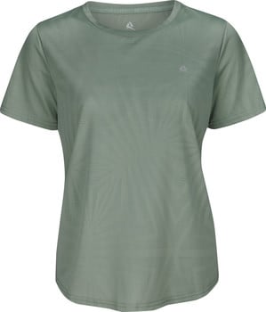 Damen-Shirt in Grün mit kurzen Ärmeln und dezentem Muster.