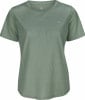 Damen-Shirt in Grün mit kurzen Ärmeln und dezentem Muster.
