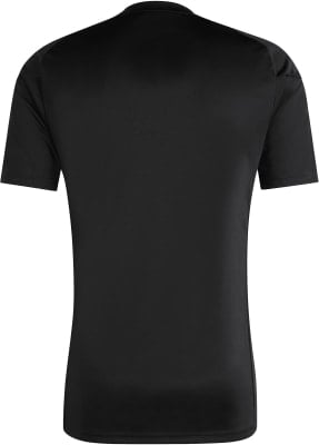 Schwarzes Herren-T-Shirt mit kurzen Ärmeln, von hinten gezeigt. Schwarzes Herren-T-Shirt mit kurzen Ärmeln, von hinten gezeigt.